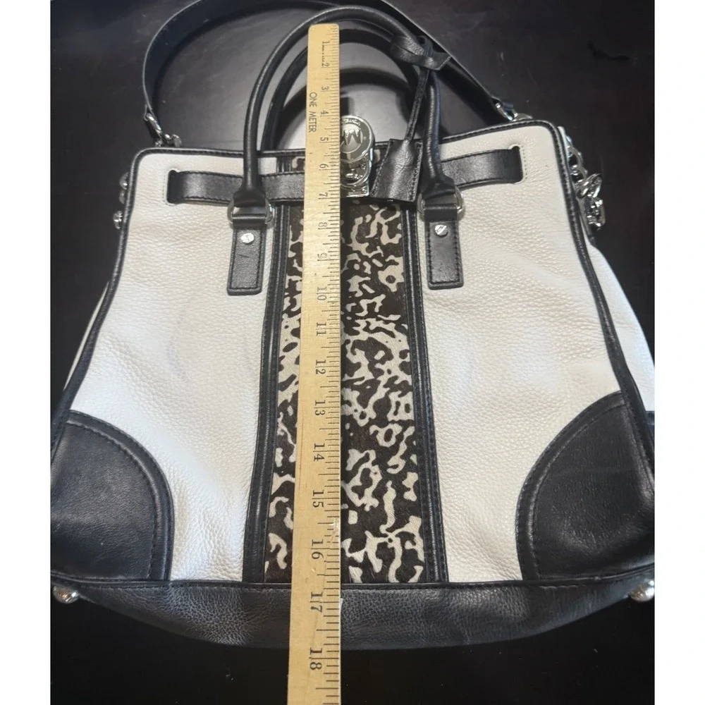Michael Kors Large Hamilton Satchel Tote Animal Print Calf Hair Leather Bag READ